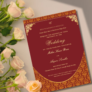 Elegant Sikh Wedding   Punjabi Wedding Invitation