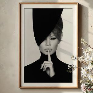 Elegant Silence: Dramatic Bardot Fashion Portrait Poster