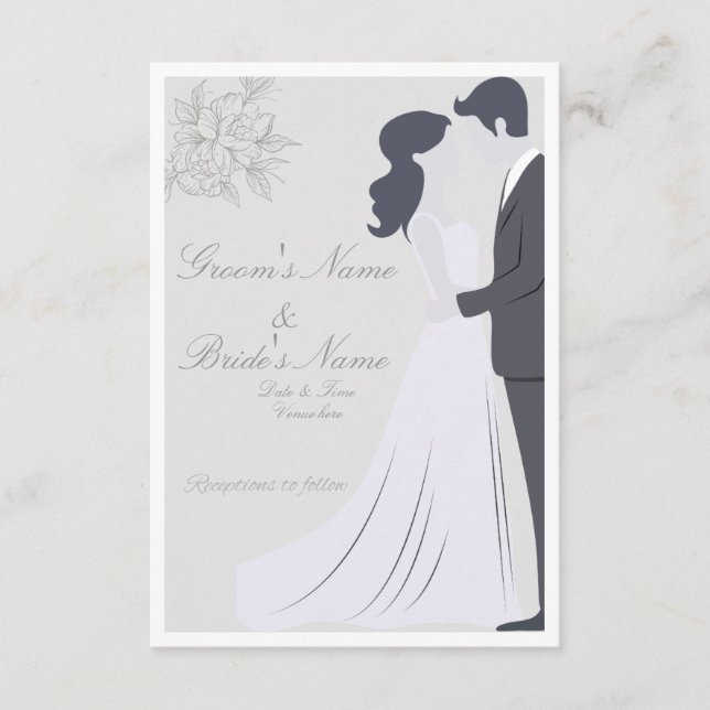 Elegant Silhouette Bride & Groom Wedding  Invitation (Front)