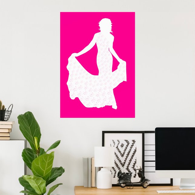 Elegant Silhouette of a Woman in Flowing Gown  Poster (Creator Uploaded)
