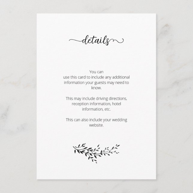 Elegant silhouette of leaves details card (Front)
