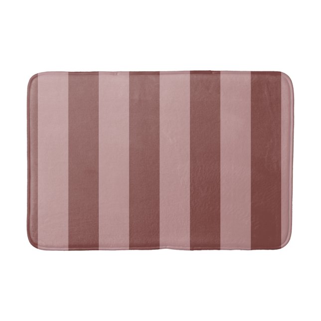 Elegant Silk Rose and Shy Pink Striped Pattern Bath Mat (Front)