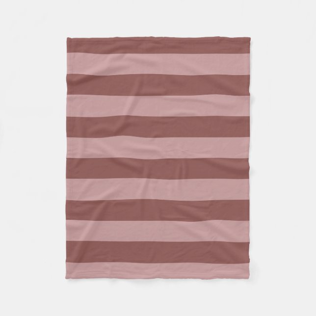 Elegant Silk Rose and Shy Pink Striped Pattern Fleece Blanket (Front)