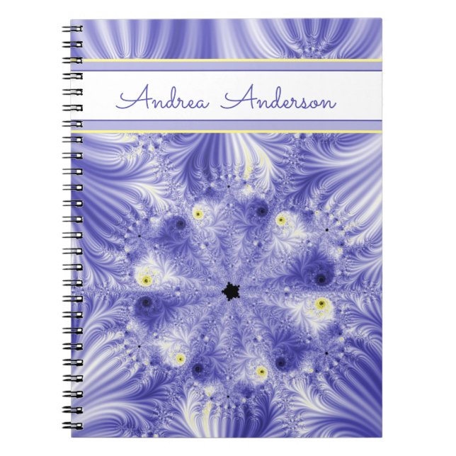 Elegant Silky Blue Fractal With Name Notebook (Front)