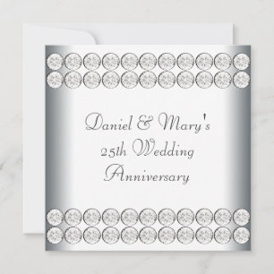 Elegant Silver 25th Wedding Anniversary Invitation