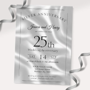 Elegant Silver 25th wedding anniversary Invitation