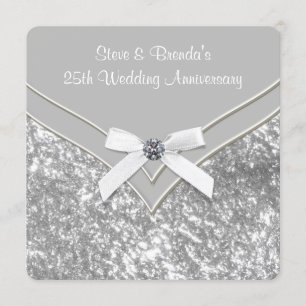 Elegant Silver 25th Wedding Anniversary Party Invitation