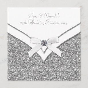 Elegant Silver 25th Wedding Anniversary Party Invitation