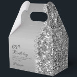 Elegant Silver 60th Birthday Thank You Favor Box<br><div class="desc">These elegant silver glitter and diamond sided 60th Birthday favour boxes are perfect for your or your loved one's sixtieth birthday party favours. They're chic, trendy and stylish while at the same time being classy. The modern yet traditional fonts are crisp and clean and make these thank you favour boxes...</div>