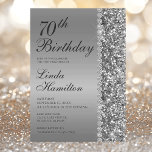 Elegant Silver 70th Birthday Photo Invitation<br><div class="desc">This elegant silver glitter and diamond sided 70th Birthday Photo invitation is perfect for your or your loved one's seventieth birthday party. It's chic, trendy and stylish while at the same time being classy. The modern yet traditional fonts are crisp and clean and make this invitation unique and one-of-a-kind. These...</div>