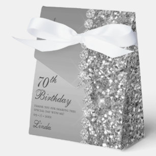 Elegant Silver 70th Birthday Thank You Favor Box