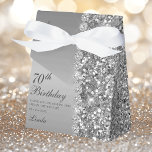 Elegant Silver 70th Birthday Thank You Favor Box<br><div class="desc">These elegant silver glitter and diamond sided 70th Birthday favour boxes are perfect for your or your loved one's seventieth birthday party favours. They're chic, trendy and stylish while at the same time being classy. The modern yet traditional fonts are crisp and clean and make these thank you favour boxes...</div>