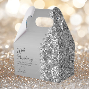Elegant Silver 70th Birthday Thank You Favor Box