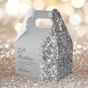 Elegant Silver 75th Birthday Favor Box