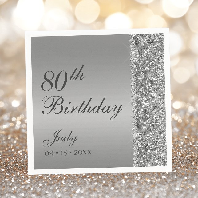 Elegant Silver 85th Birthday Party Napkin (Creator Uploaded)