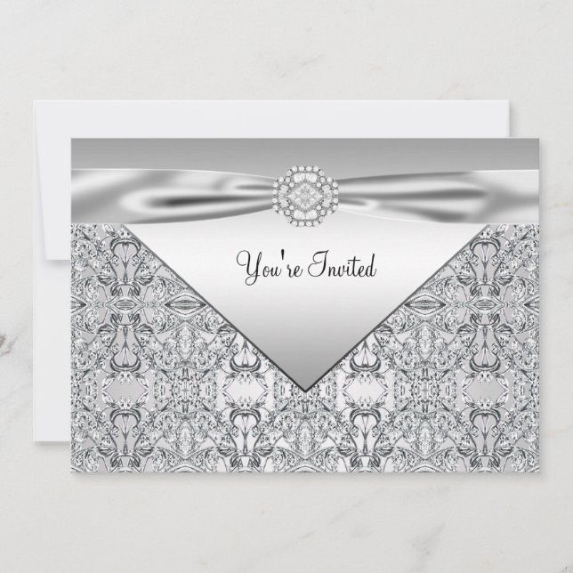 Elegant Silver All Occasion Party Invitation (Front)