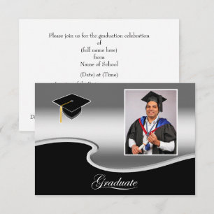 Elegant Silver and Black Grad Party enclosure Card