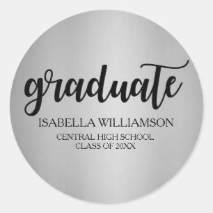 Elegant Silver and Black Graduation Envelope Seals