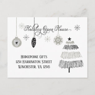 Elegant Silver and Black Holiday Open House  
