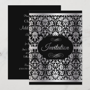 Elegant Silver and Black Party Celebration Invitation
