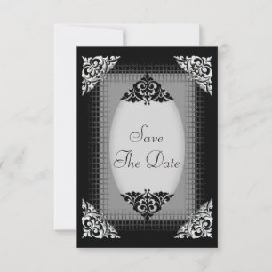 Elegant Silver and Black Save the Date Wedding