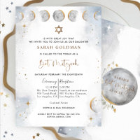 Elegant Silver and Blue Celestial Bat Mitzvah