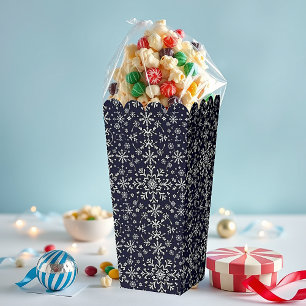 Elegant silver and blue snowflakes pattern favor box