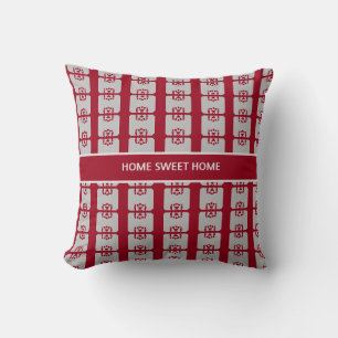 Elegant Silver and Burgundy Pattern Throw Pillow