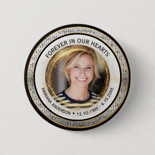 Elegant Silver and Gold Forever in our Hearts  2 Inch Round Button