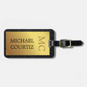 Elegant silver and gold Monogrammed Luggage Tag