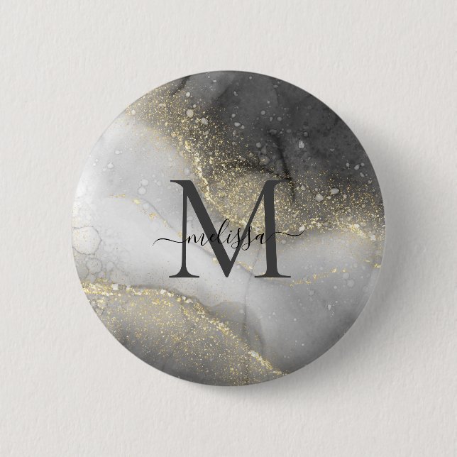 Elegant Silver and Gold Name 2 Inch Round Button (Front)