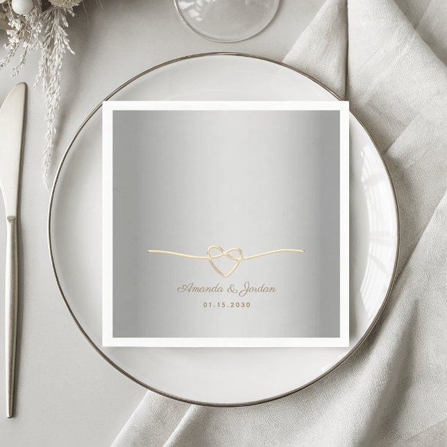 Elegant Silver and Gold Wedding Napkin (Creator Uploaded)