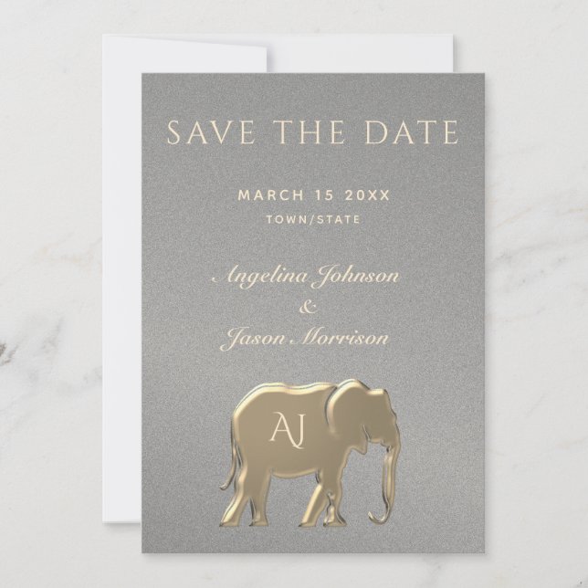 Elegant Silver and Gold Wedding Save The Date (Front)