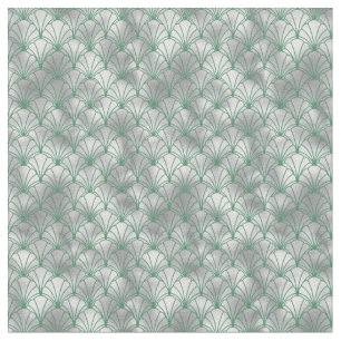 Elegant Silver and Green Art Deco Fabric