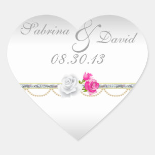 Elegant Silver and Pink Rose Envelope Seal