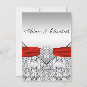Elegant Silver and Red Wedding Invitations