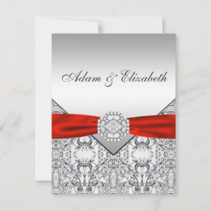 Elegant Silver and Red Wedding Invitations