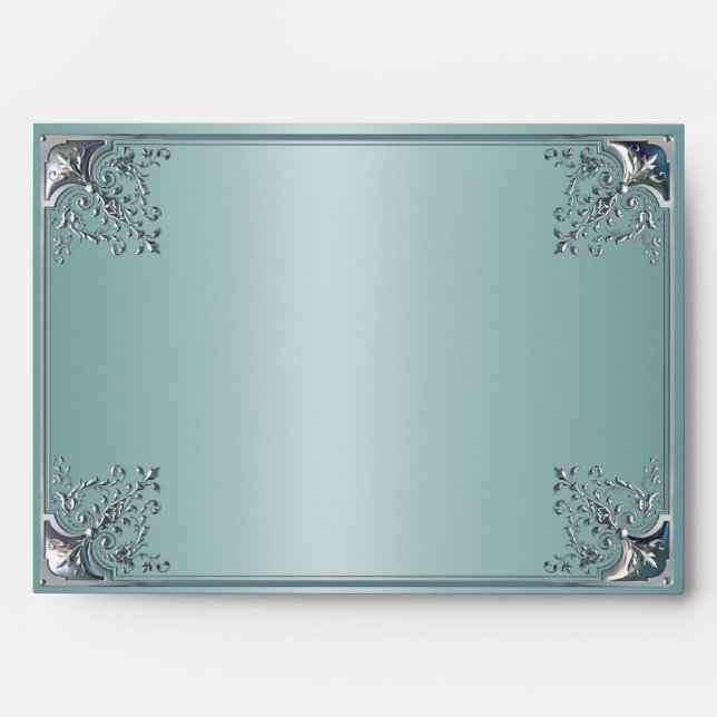 Elegant Silver and Teal Blue Envelopes (Front)