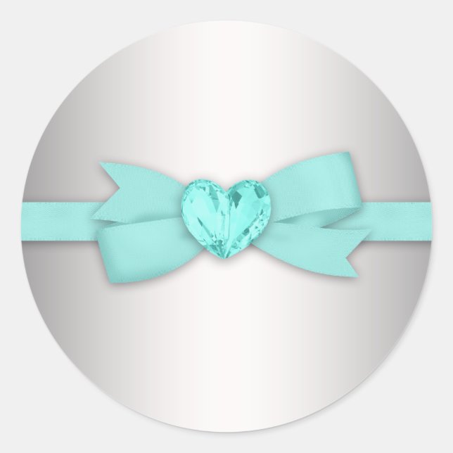Elegant Silver and Teal Blue Stickers (Front)