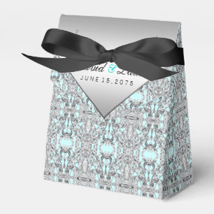 Elegant Silver and Teal Blue Wedding Favor Box
