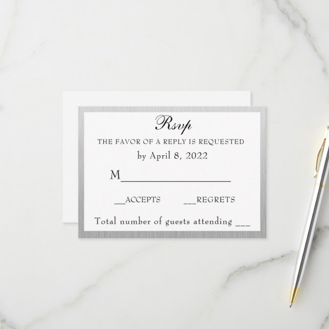 Elegant Silver and White Anniversary RSVP  (Front/Back In Situ)