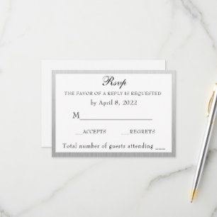Elegant Silver and White Anniversary RSVP  Card