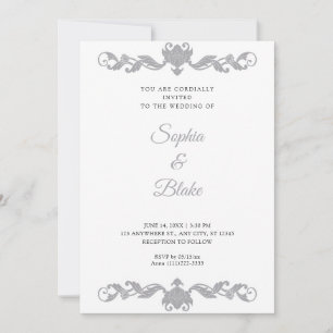 Elegant Silver and White Art Deco Wedding Invitation