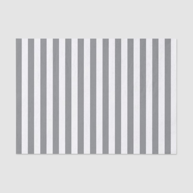 Elegant Silver and White Striped  Tissue Paper (Front)