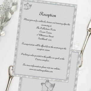 Elegant Silver Bells Wedding Reception Details Invitation