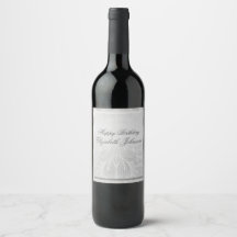 Elegant Silver Birthday Wine Label