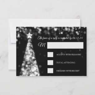 Elegant Silver Black Christmas Wedding RSVP