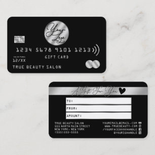 Élégant Silver Black Credit Logo Certificat cadeau