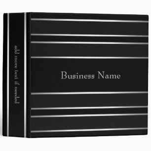 Elegant Silver Black Stripe Trim Business Binder