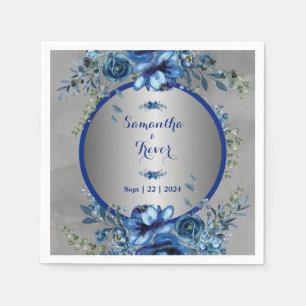 Elegant Silver Blossoms Wedding Napkin
